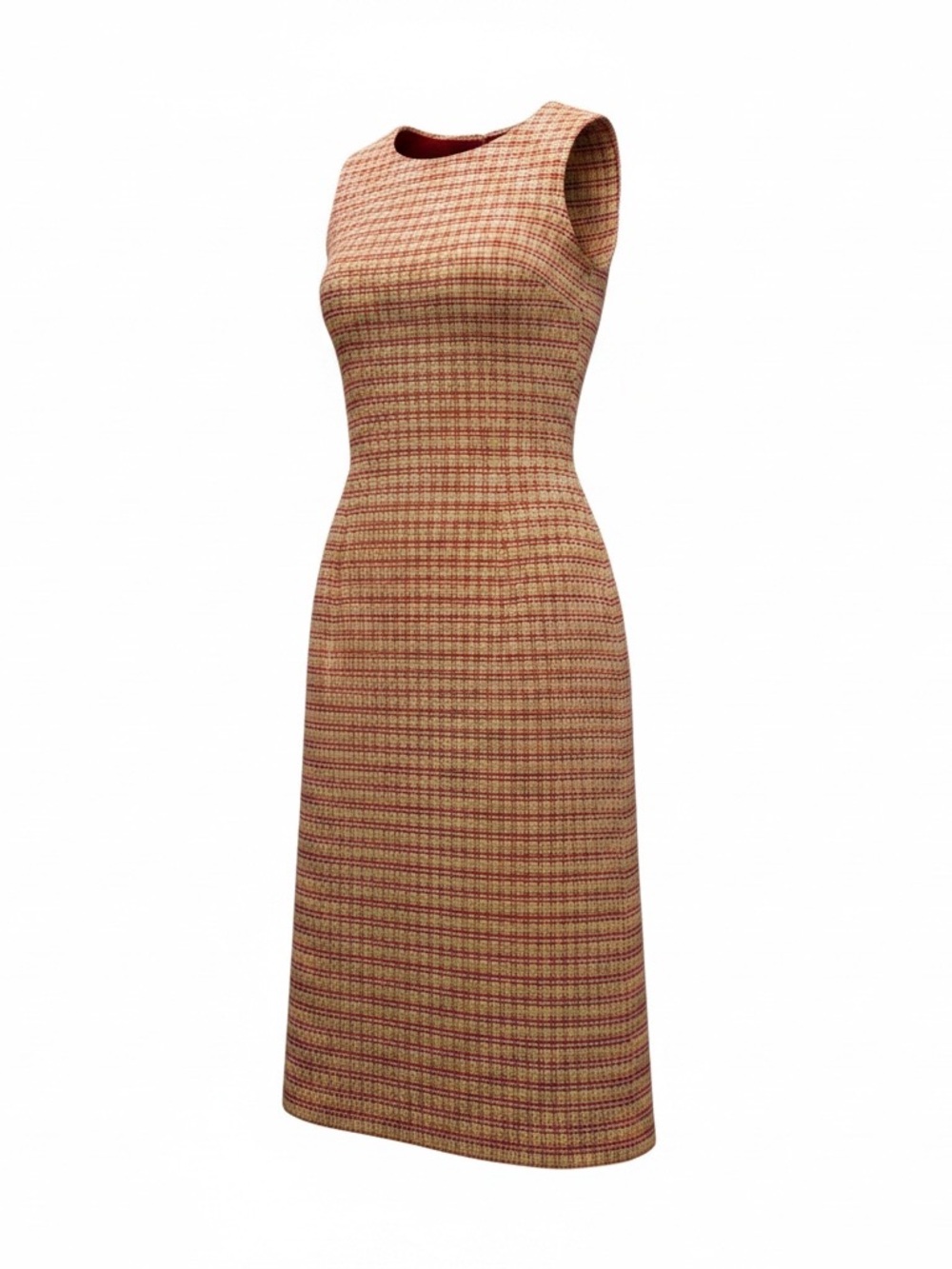 Maggy London Silk Plaid Sleeveless A-Line Dress Size 12 Pink Yellow